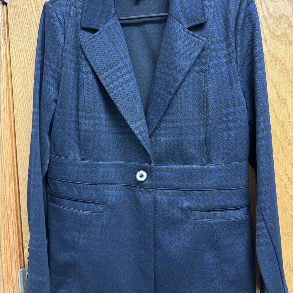 Stylish Blue Plaid Blazer